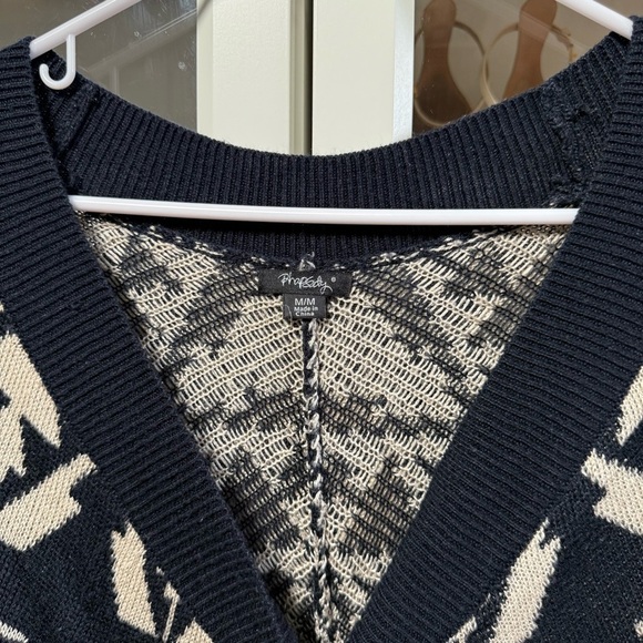 Rhapsody Colorful Blue and Beige Geometric Cardigan Sweater Poncho Size Medium - Picture 4 of 7